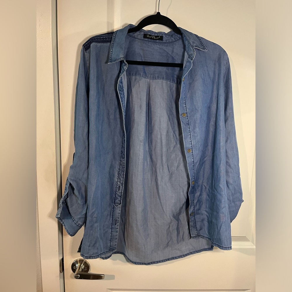 Velvet Heart Women’s Clothing Jean Jacket Button Up Embroidered Size Medium - Picture 5 of 16